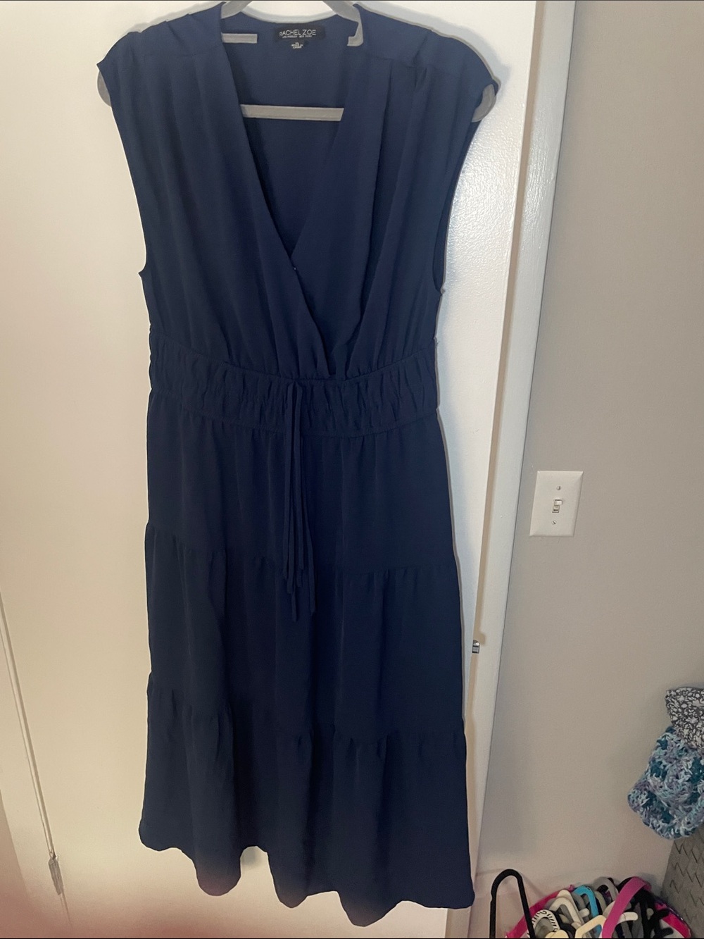 Rachel Zoe Navy Sleeveless V-Neck Tiered Maxi Dress